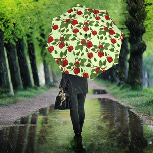 Red Apples Leaves Pattern Umbrella