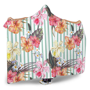 Colorful Orchid Flower Pattern Hooded Blanket
