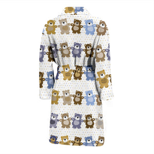 Teddy Bear Pattern Print Design 02 Men's Bathrobe