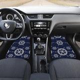 Nautical Steering Wheel Design Pattern Front And Back Car Mats