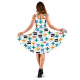 Math Pattern Print Design 05 Sleeveless Midi Dress