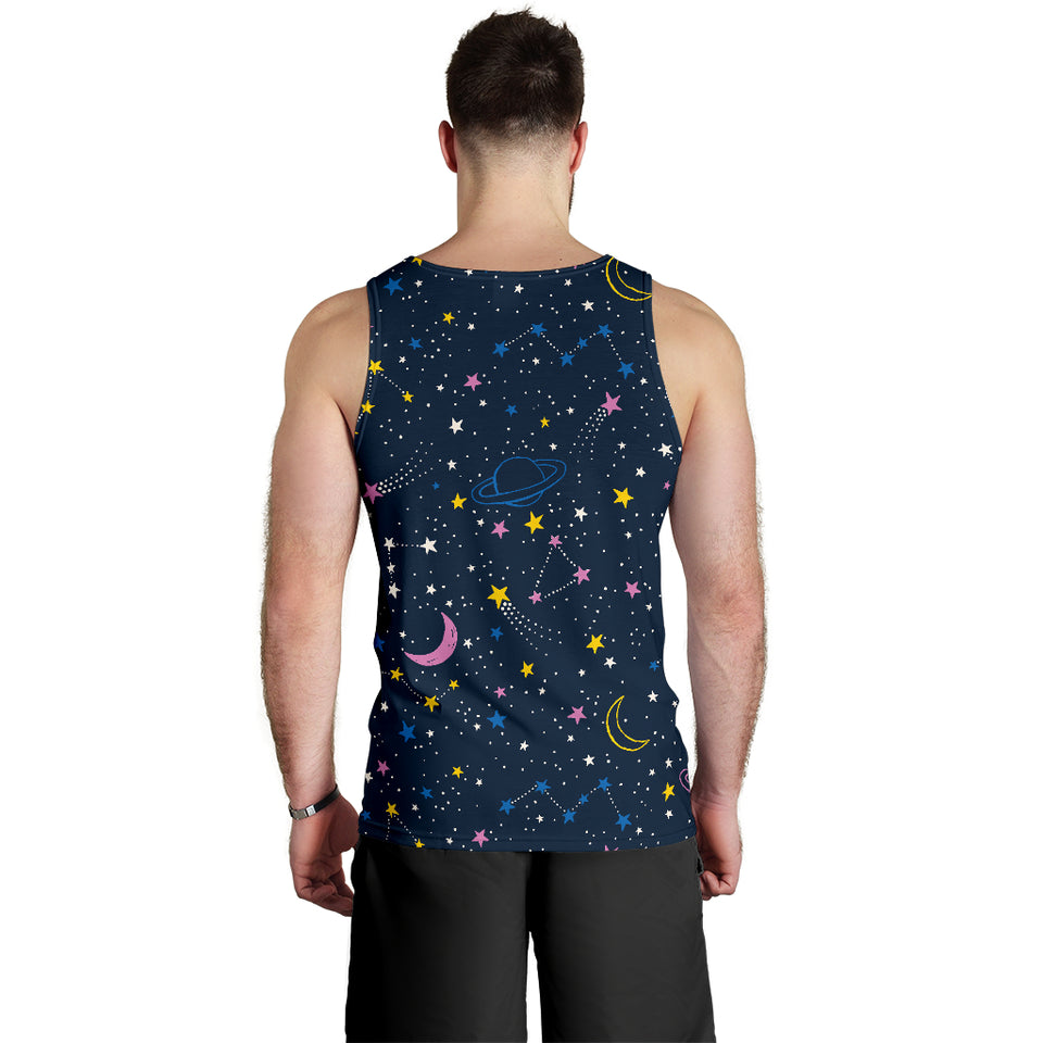 space pattern with planets, comets, constellations and stars Men Tank Top