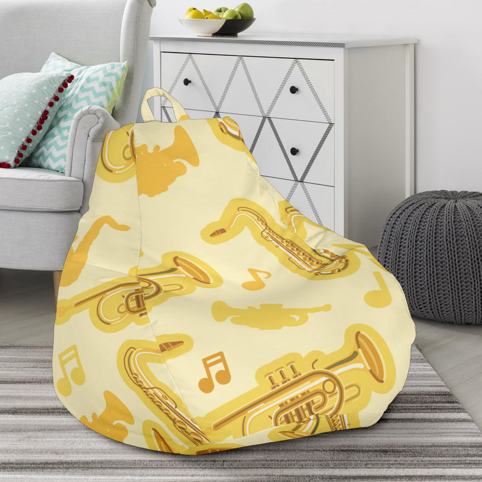 Saxophone Cornet Pattern Yellow Background Bean Bag Cover