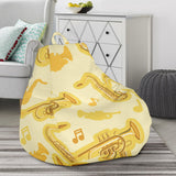 Saxophone Cornet Pattern Yellow Background Bean Bag Cover