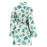 Green Ginkgo Leaves Pattern Women'S Bathrobe