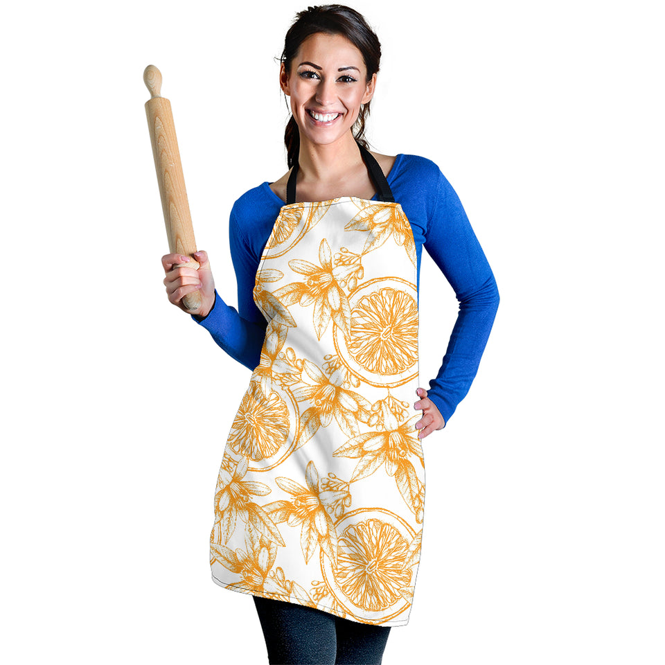Hand Drawn Orange Fruit Pattern Adjustable Apron