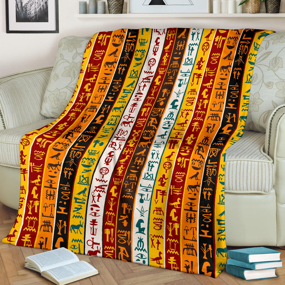 Egypt Hieroglyphics Pattern Print Design 01 Premium Blanket