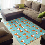 Fox Pattern Blue B Ackground Area Rug