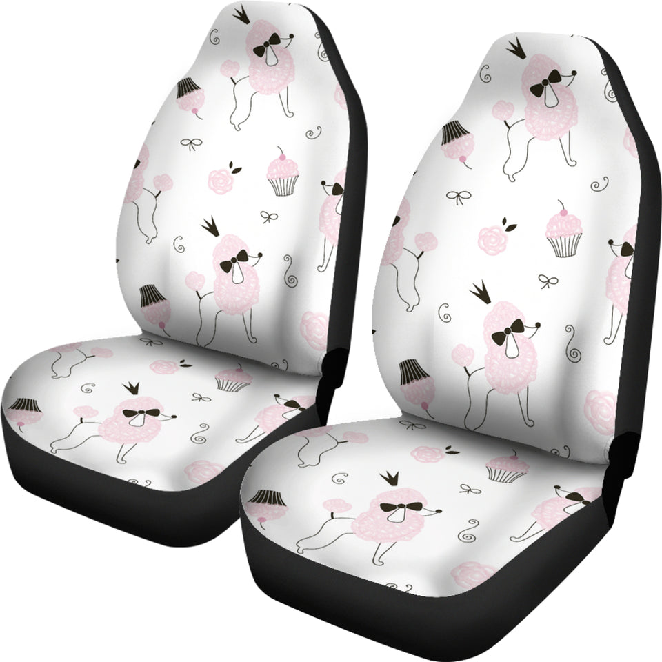 Poodle Dog Rose Cake Pattern  Universal Fit Car Seat Covers