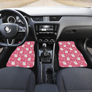 Maneki Neko Lucky Cat Sakura Pink Background Front Car Mats