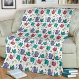 Tea pots Pattern Print Design 05 Premium Blanket