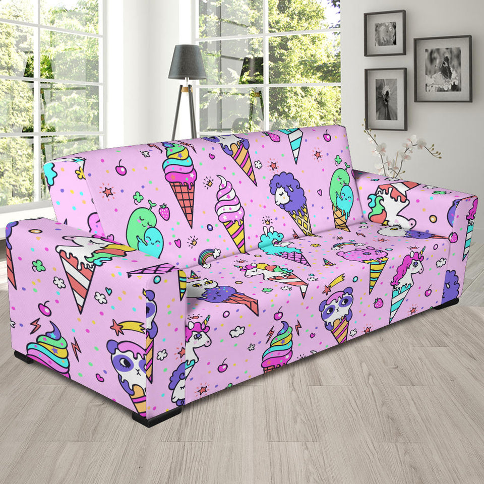 Cute Ice Cream Cone Animal Pattern Sofa Slipcover