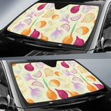 Onion Garlic White Red Pattern Car Sun Shade