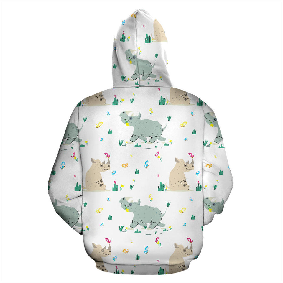 Cute Rhino Pattern Men Women Pullover Hoodie