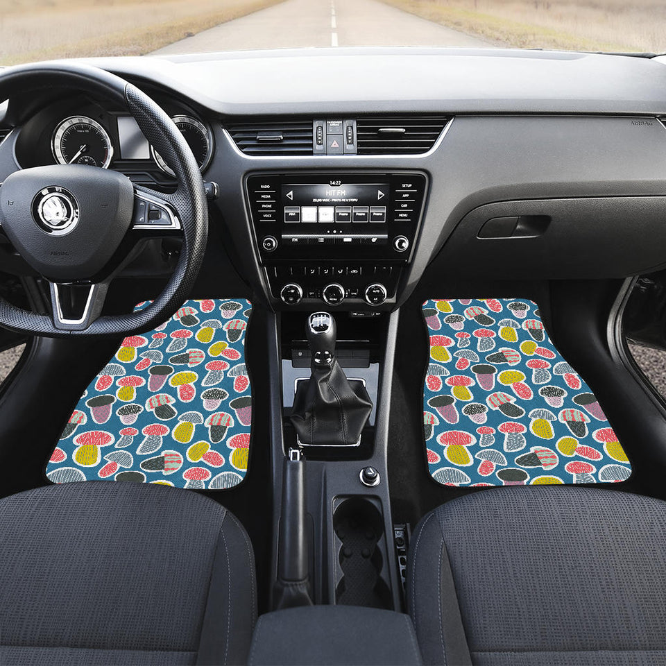 Colorful Mushroom Design Pattern Front Car Mats