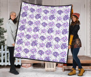 Hedgehog Pattern Print Design 05 Premium Quilt