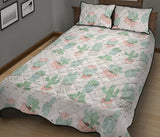 Pastel color cactus pattern Quilt Bed Set