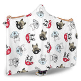 French Bulldog Cup Paw Pattern Hooded Blanket