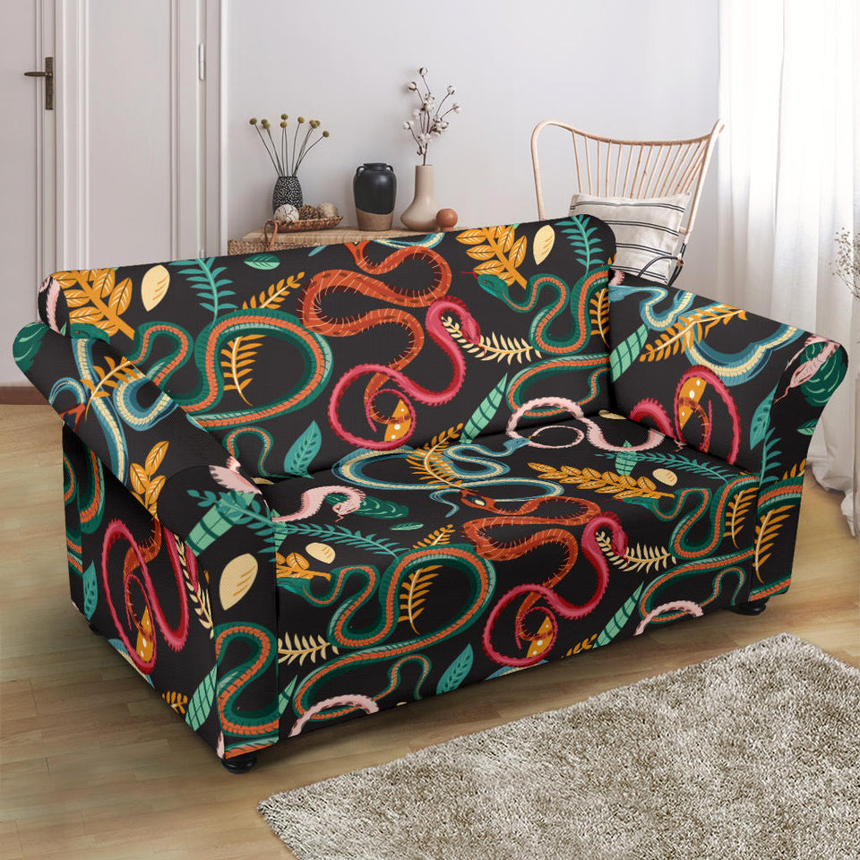 Colorful Snake Plant Pattern Loveseat Couch Slipcover