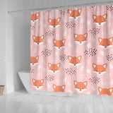 Cute Fox Pattern Pink Background Shower Curtain Fulfilled In US