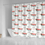 Cute Dachshund Bone Pattern Shower Curtain Fulfilled In US
