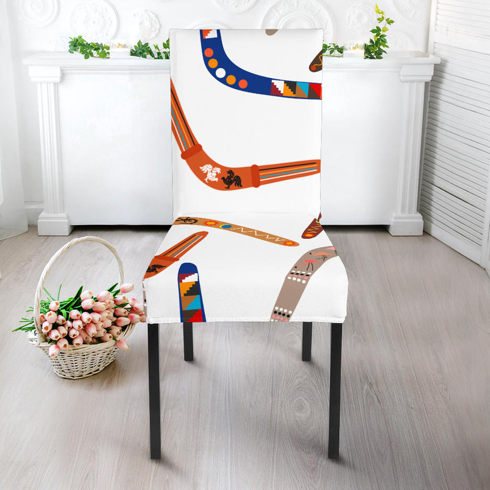 Boomerang Australian Aboriginal Ornament Pattern Dining Chair Slipcover