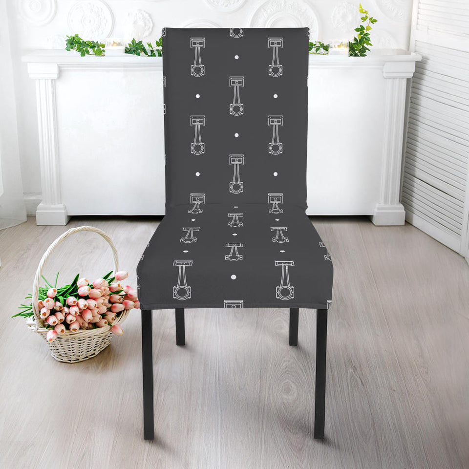 Engine Piston Black Background Pattern Print Design 02 Dining Chair Slipcover