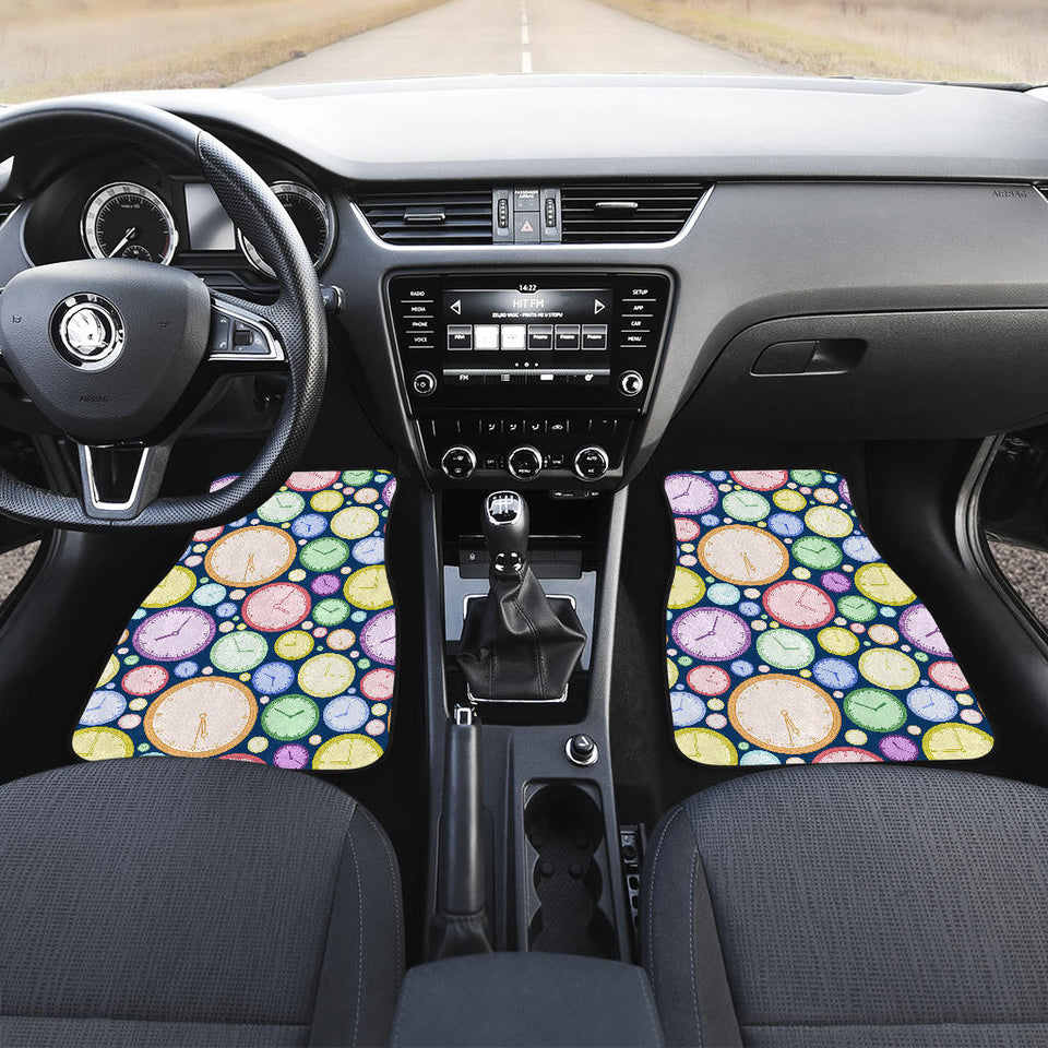 Colorful Clock Background Front Car Mats