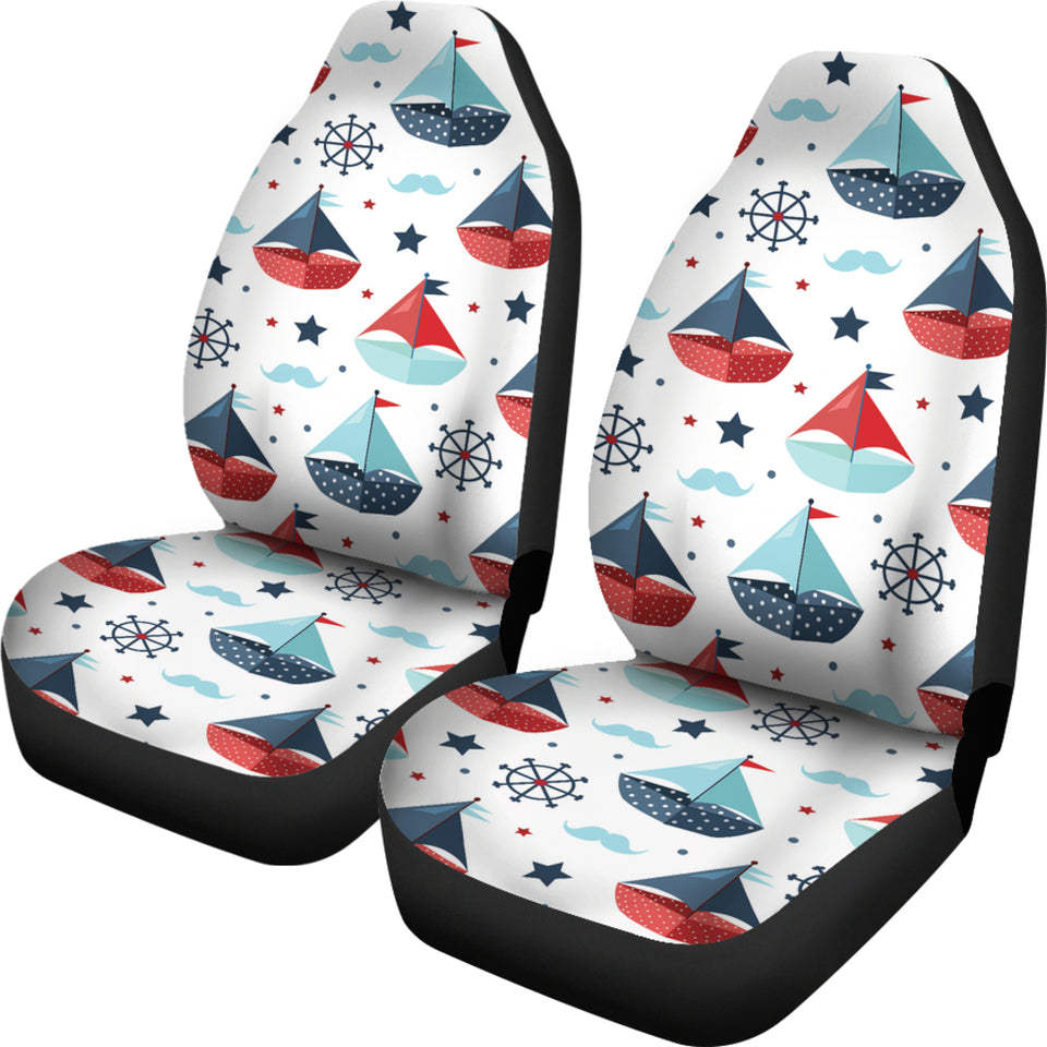 Cute Color Paper Sailboat Pattern  Universal Fit Car Seat Covers