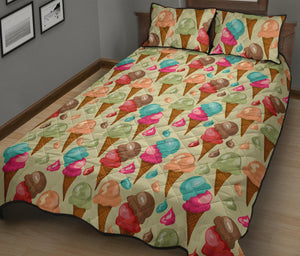 Colorful ice cream pattern Quilt Bed Set