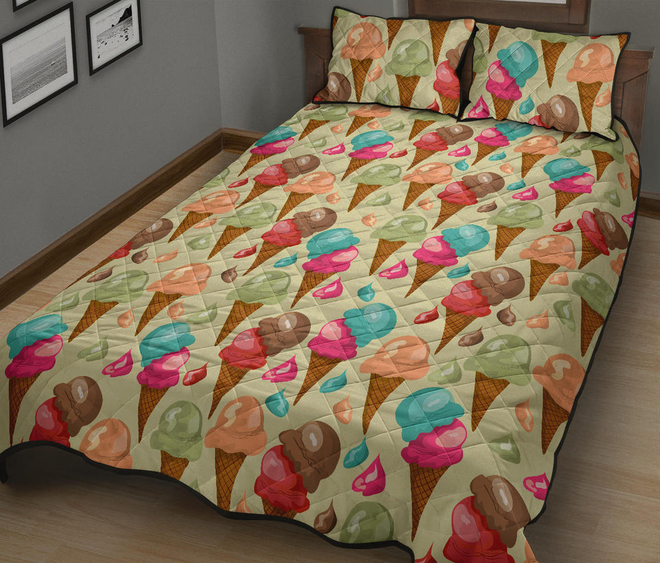 Colorful ice cream pattern Quilt Bed Set