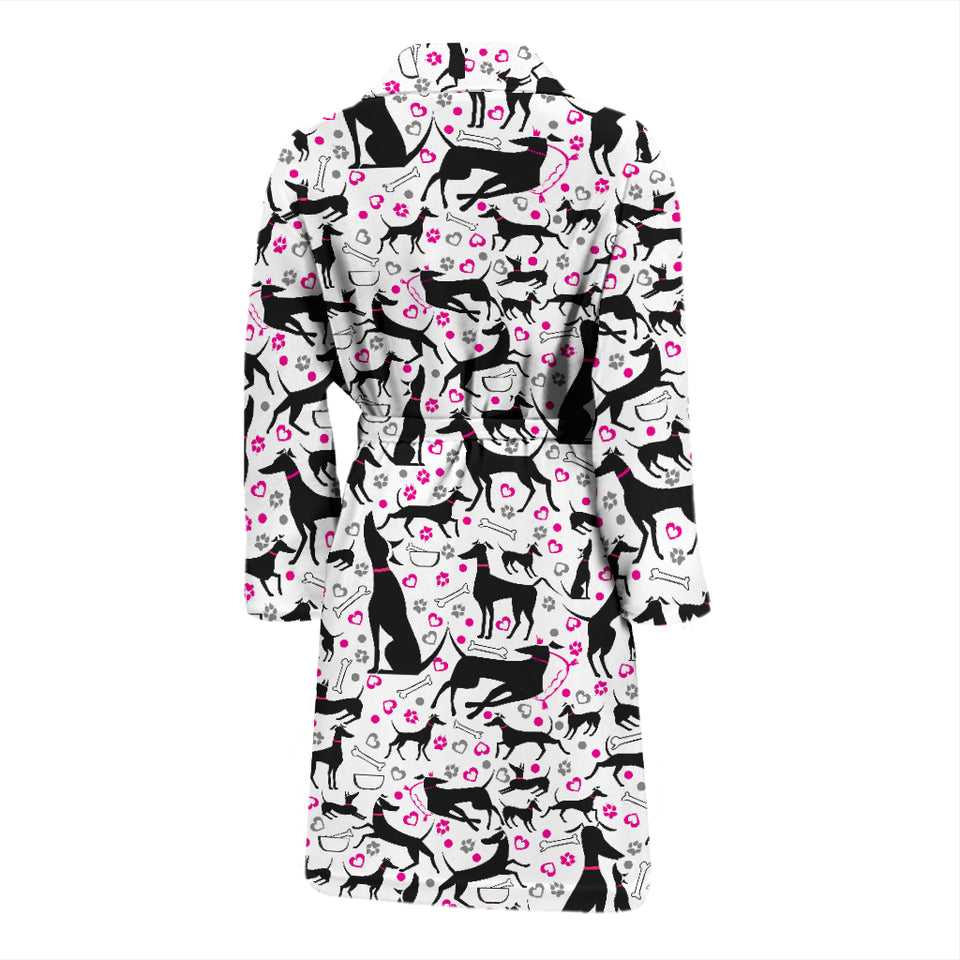 Greyhound Pattern Print Design 02 Men's Bathrobe