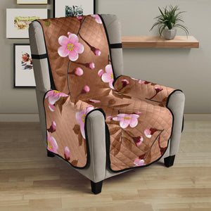 Pink sakura cherry blossom drak brown background Chair Cover Protector