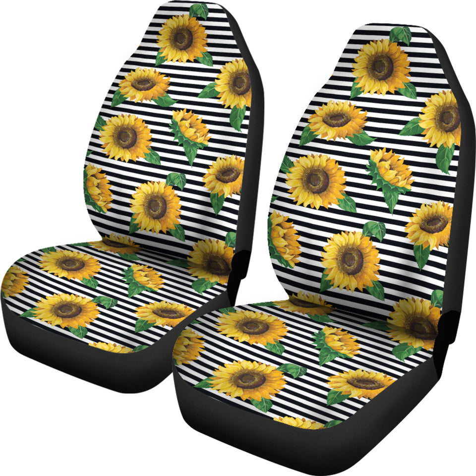 Sunflowers Ribbon Background  Universal Fit Car Seat Covers