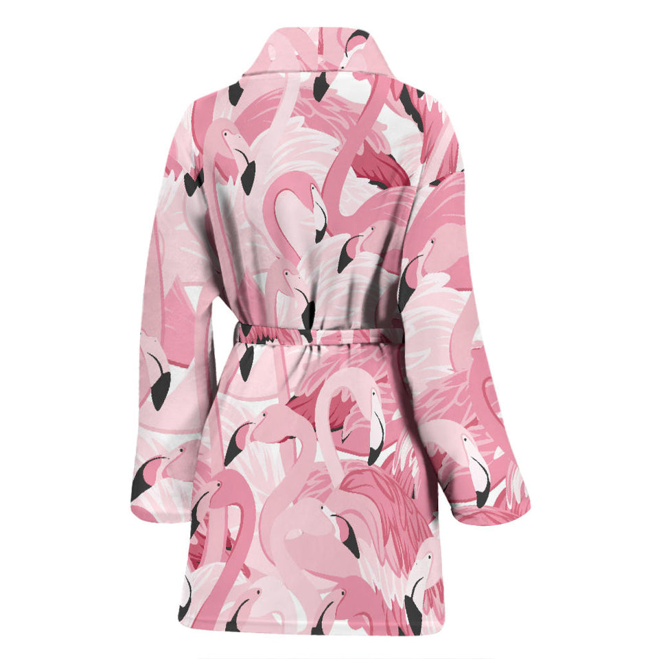 Pink Flamingos Pattern Background Women'S Bathrobe