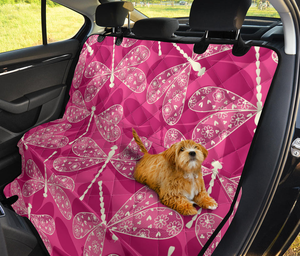 Beautiful Dragonfly Pink Background Dog Car Seat Covers