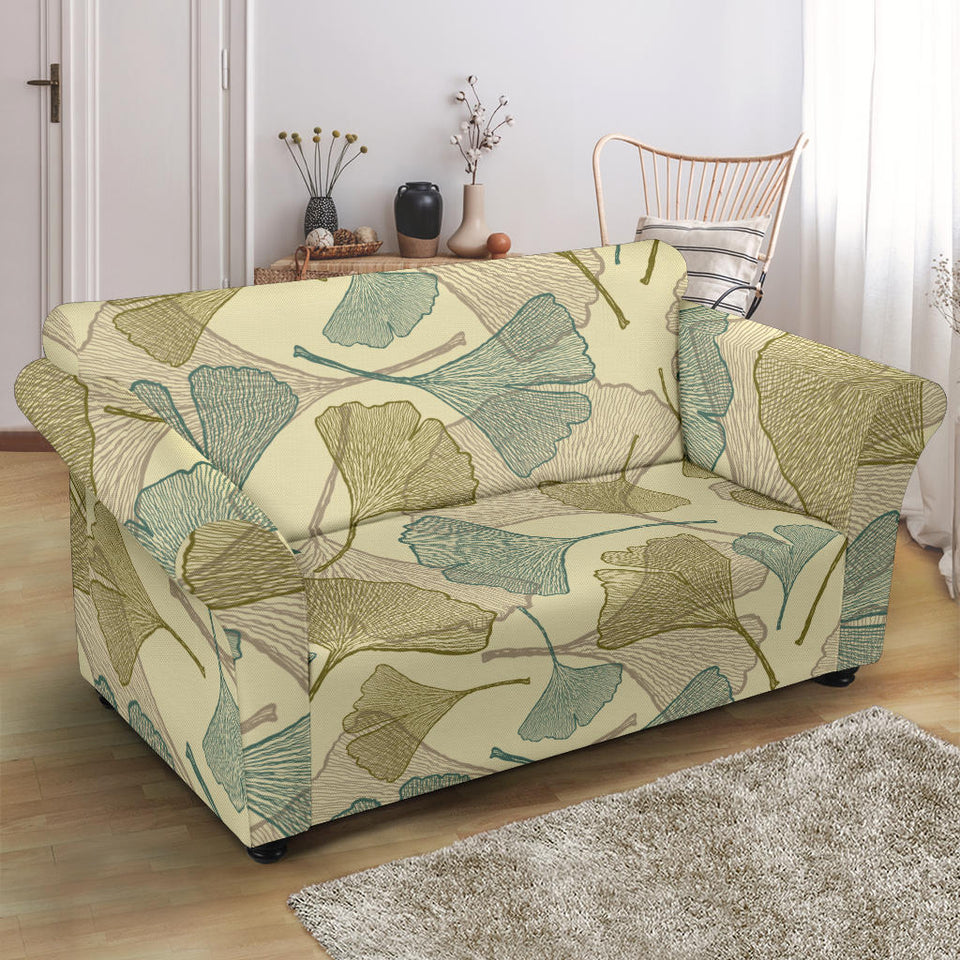 Ginkgo Leaves Design Pattern Loveseat Couch Slipcover