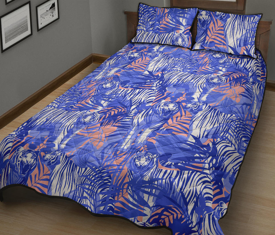 white bengal tigers pattern Quilt Bed Set