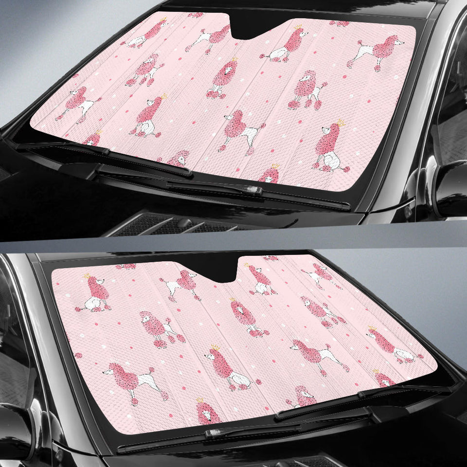 Poodle Dog Pink Color Theme Car Sun Shade