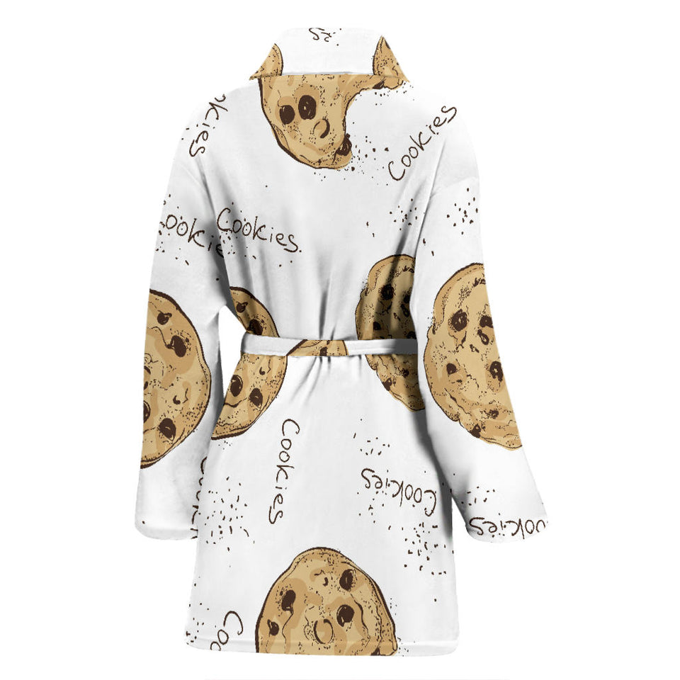 Sketch Style Cookie Pattern Women'S Bathrobe