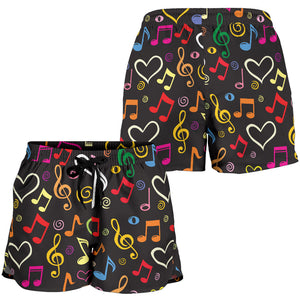 Music Notes Pattern Print Design 02 Women Shorts
