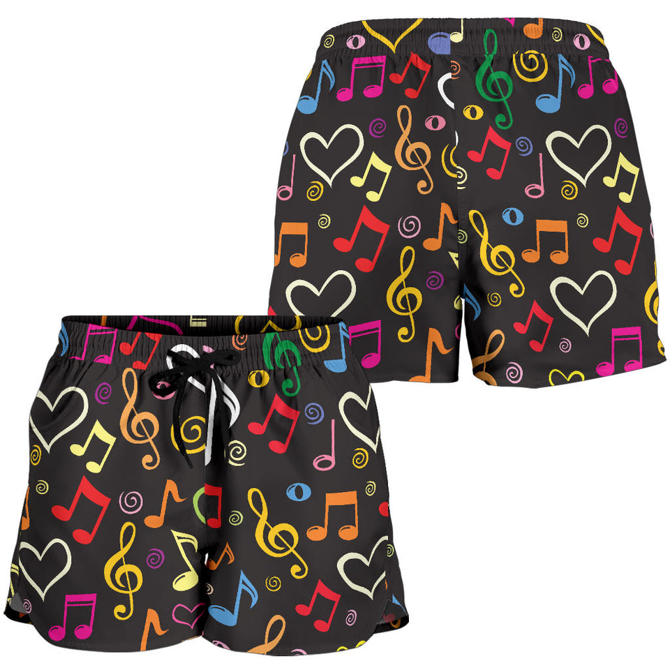 Music Notes Pattern Print Design 02 Women Shorts
