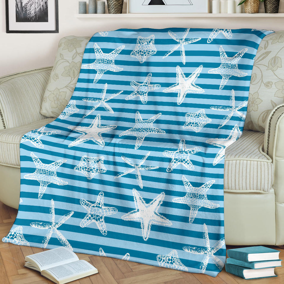 Starfish Blue Blackground Premium Blanket