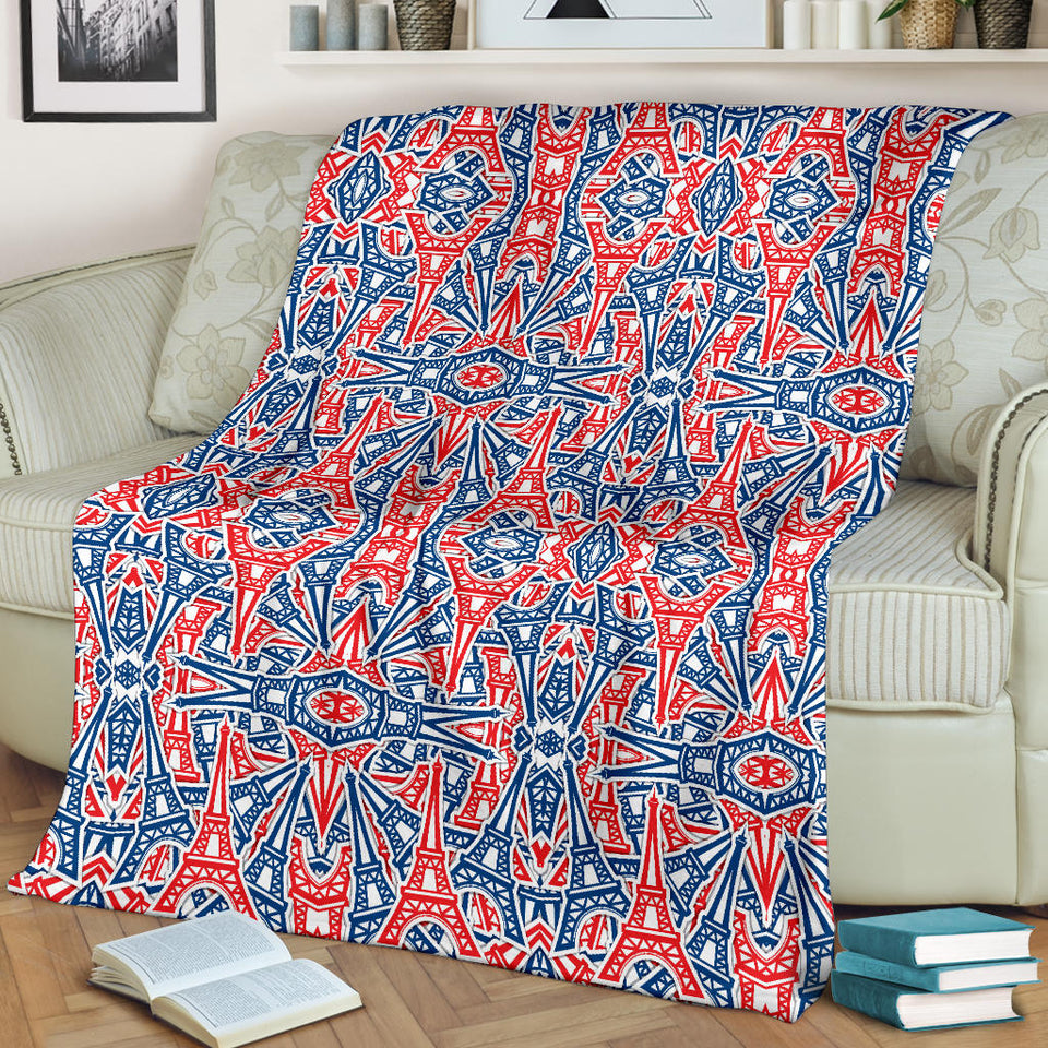 Eiffel Tower Pattern Print Design 02 Premium Blanket