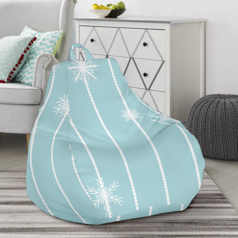 Snowflake Pattern Blue Stripe Background Bean Bag Cover
