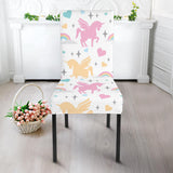 Colorful Unicorn Rainbow Heart Pattern Dining Chair Slipcover