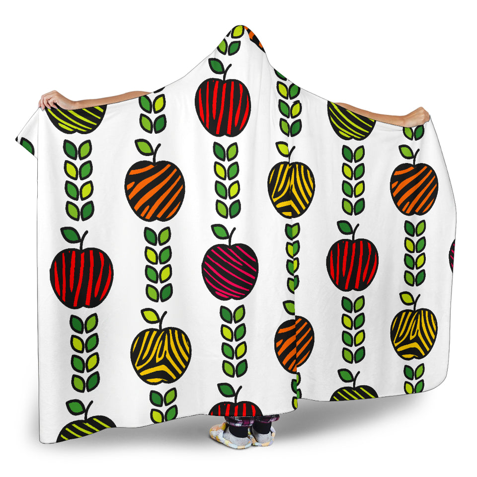 Colorful Apples Leave Zebra Stripe Hooded Blanket