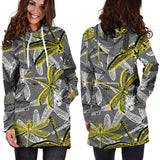 Hand Drawn Dragonfly Pattern Women'S Hoodie Dress