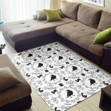 Crows Floral Wreath Rabbit Pattern Area Rug