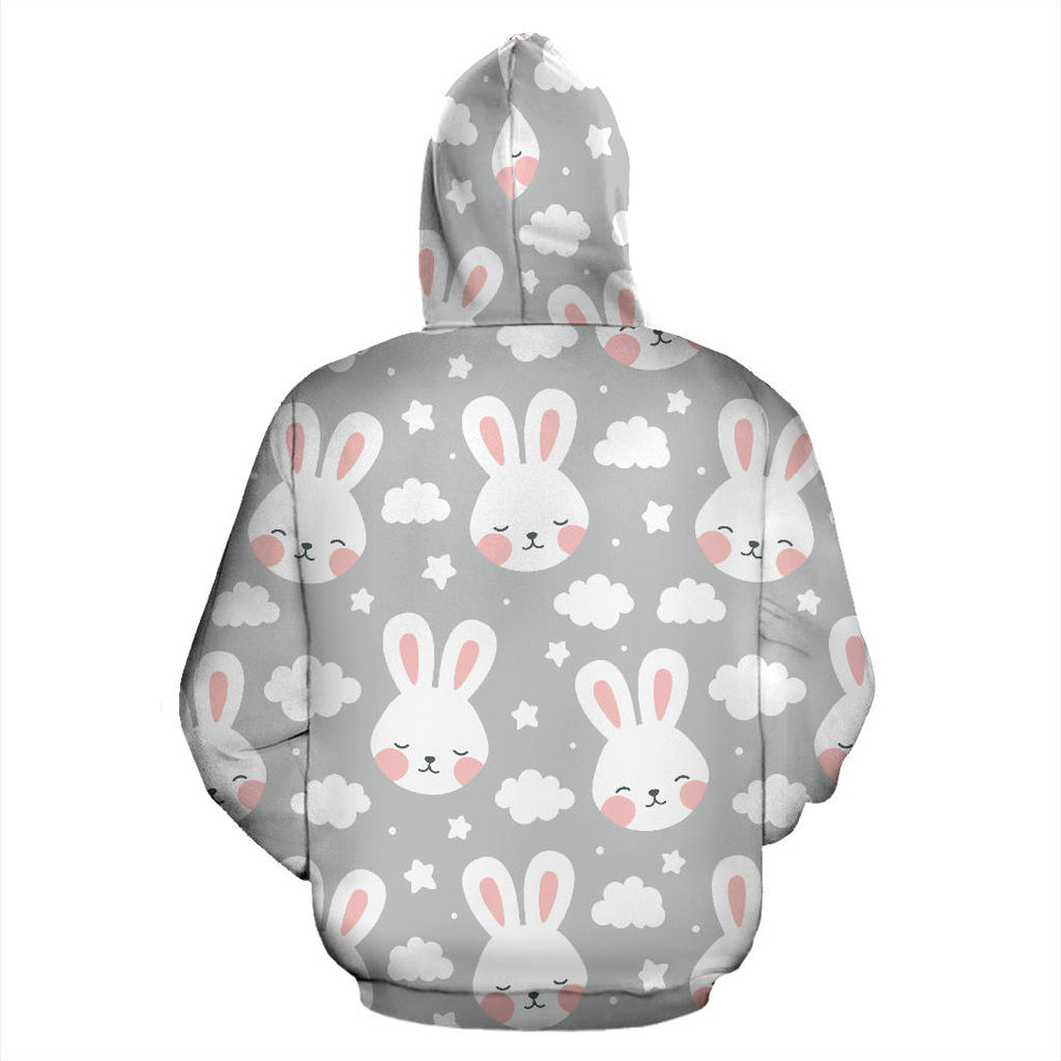 Rabbit Cloud Pattern Men Women Pullover Hoodie
